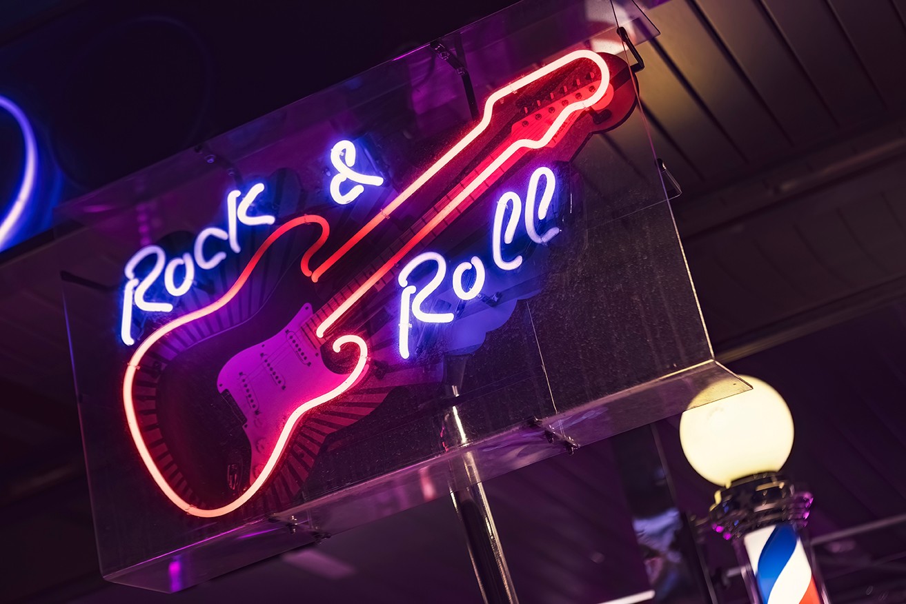 Rock and roll neon sign detail